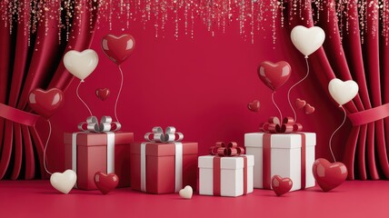 Romantic Valentine's Day gifts and decorations in red