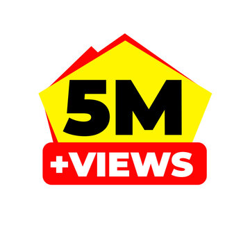 5M Views Strong Reach Counter PNG, Social Expansion Badge Icon, Engagement Growth Label Graphic, Popular Content Tag Design, Viewer Count Sticker PNG, Natural Trend Symbol