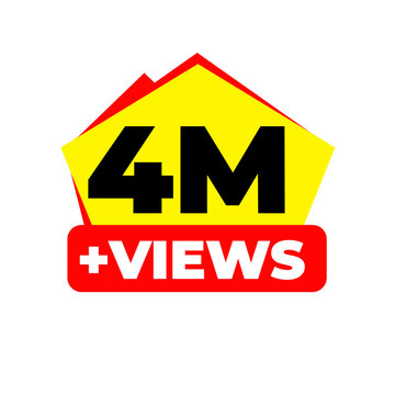 4M Views Visible Growth Counter PNG, Platform Expansion Badge Design, Engagement Boost Label Graphic, Content Trend Tag Icon, Viewer Count Sticker PNG, Organic Reach Symbol