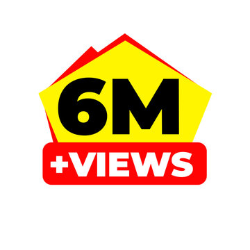 6M Views Expanding Reach Counter PNG, Platform Growth Badge Icon, Engagement Rise Label Graphic, Trending Content Tag Design, Viewer Count Sticker PNG, Organic Influence Symbol