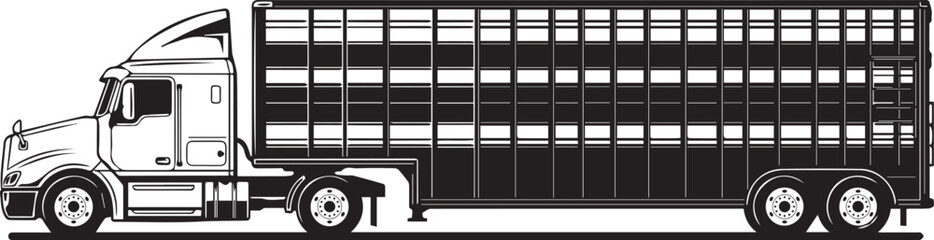 Livestock Truck Silhouette vector black on a white background