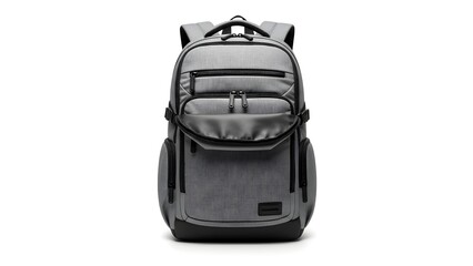 Fototapeta premium Stylish grey backpack with multiple compartments for everyday use