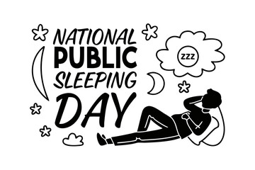 NATIONAL PUBLIC SLEEPING DAY vector illustration isolated on white background