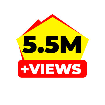 5.5M Views Big Milestone Counter PNG, Audience Growth Badge Graphic, Engagement Highlight Label Design, Viral Success Tag Icon, Viewer Stats Sticker PNG, Authentic Achievement Symbol