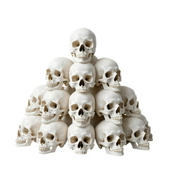 Obraz premium Pyramid of human skulls stacked in layers
