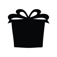 Silhouette of a gift box with ribbon and bow on white background