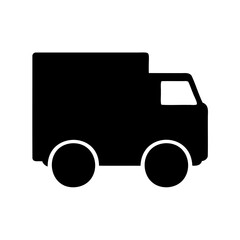 Simple Black and White Silhouette of a Box Truck Delivery Vehicle