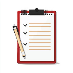  Red clipboard with a checklist and a pen symbolizing task completion and organization.
