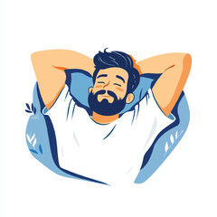  Relaxed Bearded Man Resting with Hands Behind Head