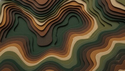 Abstract Background with Wavy Earth Tone Layers and Organic Topographic Texture
