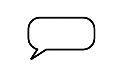 Naklejka premium Simple Black Outline Speech Bubble on White Background Minimalist Communication Icon