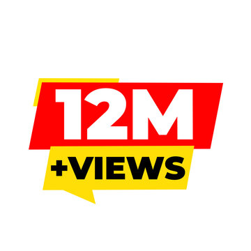12M viewer achievement sticker, online popularity badge, content analytics icon, streaming audience mark, creator performance png