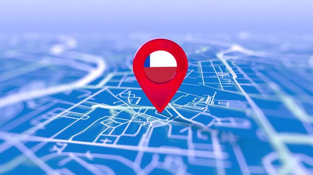 Chile Flag Pin Location On Digital Map Revealing By Cloth