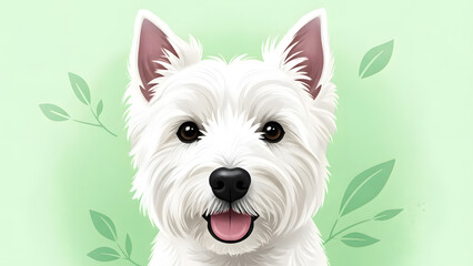 Cute westie dog portrait illustration