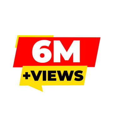 6M viewer celebration emblem, creator dashboard badge, digital success icon, audience growth label