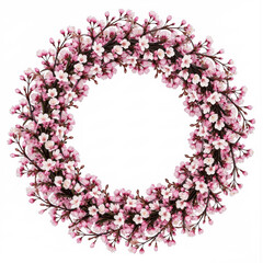 Spring Cherry Blossom Design Elements Collection Isolated on White