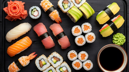 Assorted sushi rolls served fresh