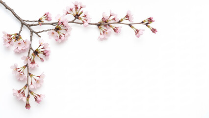 Spring Cherry Blossom Design Elements Collection Isolated on White