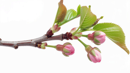 Spring Cherry Blossom Design Elements Collection Isolated on White