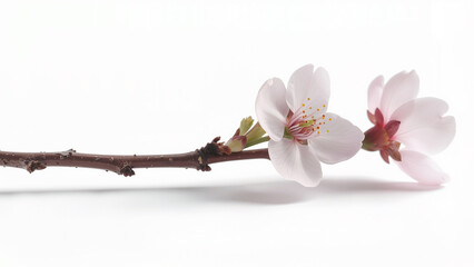 Spring Cherry Blossom Design Elements Collection Isolated on White
