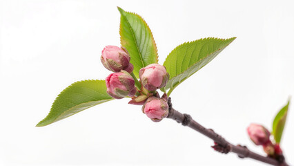 Spring Cherry Blossom Design Elements Collection Isolated on White