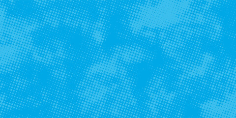 Abstract halftone dots on blue background. Comic pop art style blank layout. Template design for comic book, presentation, sale or web banner. modern design