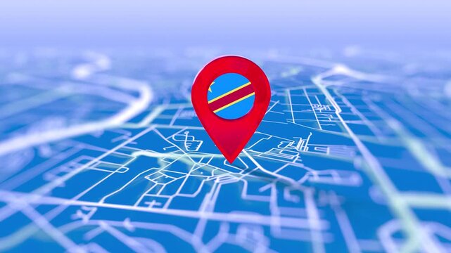 Congo Democratic Republic Flag Pin Location On Digital Map Revealing By Cloth