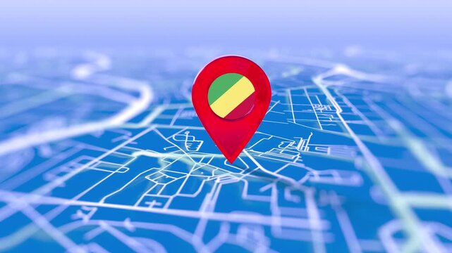 Congo Republic Flag Pin Location On Digital Map Revealing By Cloth