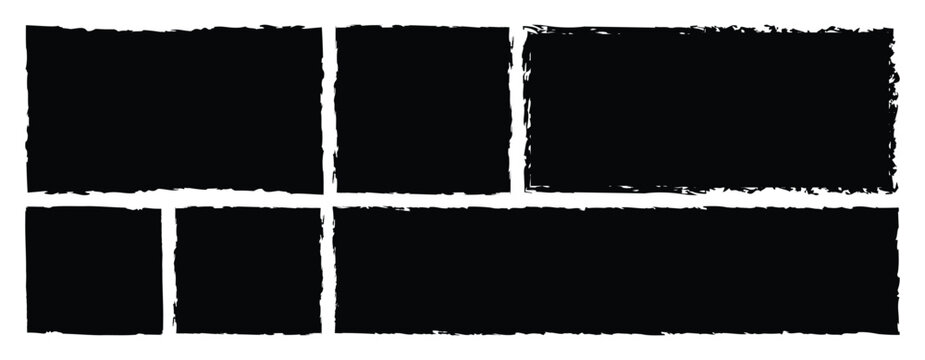 Set of rectangular grunge template backgrounds.  Vintage grunge boxes for collage, text, banner, sticker design. Vector illustration.