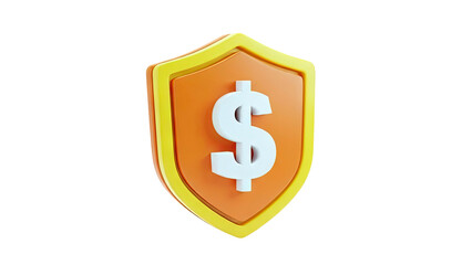 Obraz premium 3D Render of a Dollar Sign on an Orange and Yellow Shield