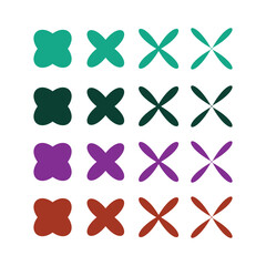 A collection of colorful flower like shapes