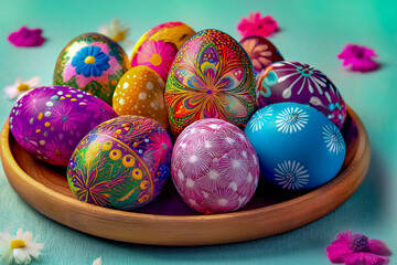 F&uuml;r Ostern bunt verzierte Eier