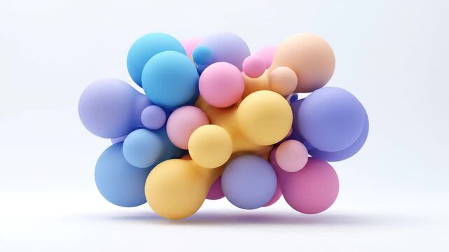 Abstract Floating Spheres Assemble in a Colorful Cluster Animation