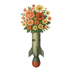 Fototapeta premium PNG Flowers bloom from missile.