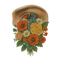 Fototapeta premium PNG Surreal floral eye illustration