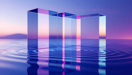 Futuristic blue purple gradient background featuring abstract prism glass refraction texture