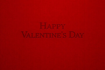 Happy Valentine’s Day bold lettering on deep red textured background creating a dramatic romantic mood, rich color palette and strong contrast, ideal for holiday promotions, greeting cards, posters