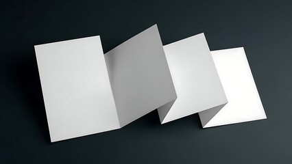 Three white cards on dark background