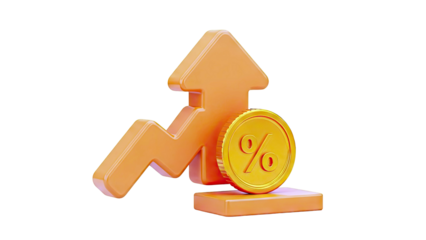 Orange Upward Trend Graph with Percentage Coin