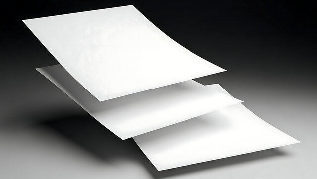 Three sheets of white paper