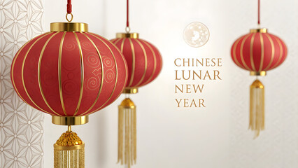 Vibrant red Chinese lanterns for Lunar New Year celebration