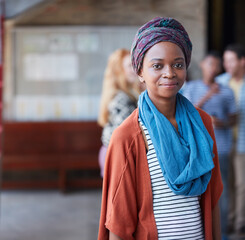 University student, woman and portrait at campus for study, scholarship or development. Female...