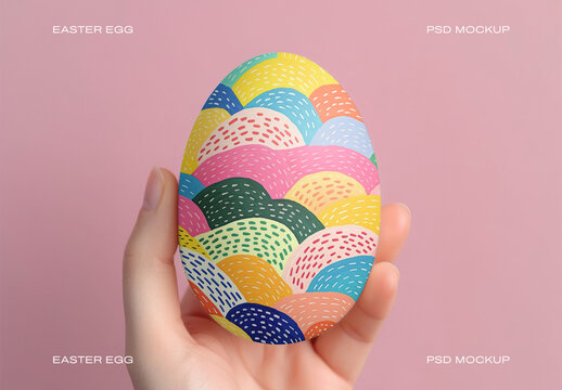 Colorful Easter Egg Mockup Design PSD