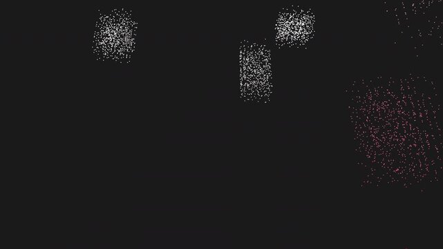 4K seamless loop of structured data blocks disintegrating into chaotic falling red dust. Abstract visualization of financial market crash, liquidation cascade, and asset devaluation.