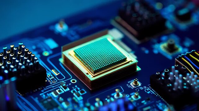 Close-up of Computer Processor on Circuit Board