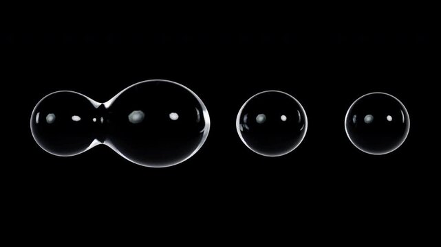 Transparent Clear Glass Metaballs Fusion Loop - Liquid Drops 3D Animation
