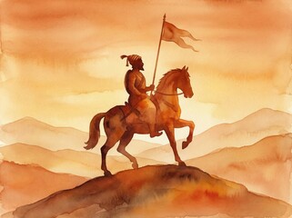 Shivaji maharaj jayanti background in watercolor style.