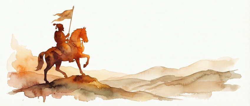 Watercolor illustration of chhatrapati shivaji maharaj jayanti. 