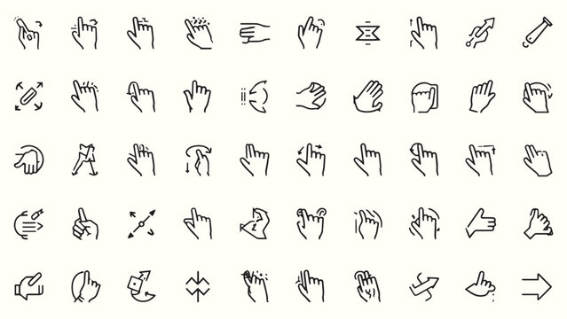 Large Set of Hand Gesture Icons for Touch Screen and Mobile Interaction