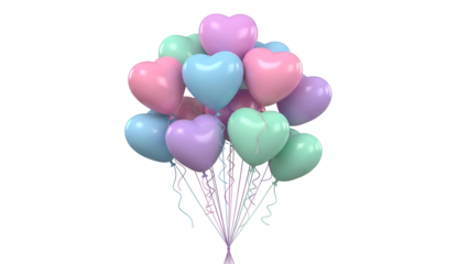 Colorful Heart Shaped Balloons in a Bouquet colorful balloons